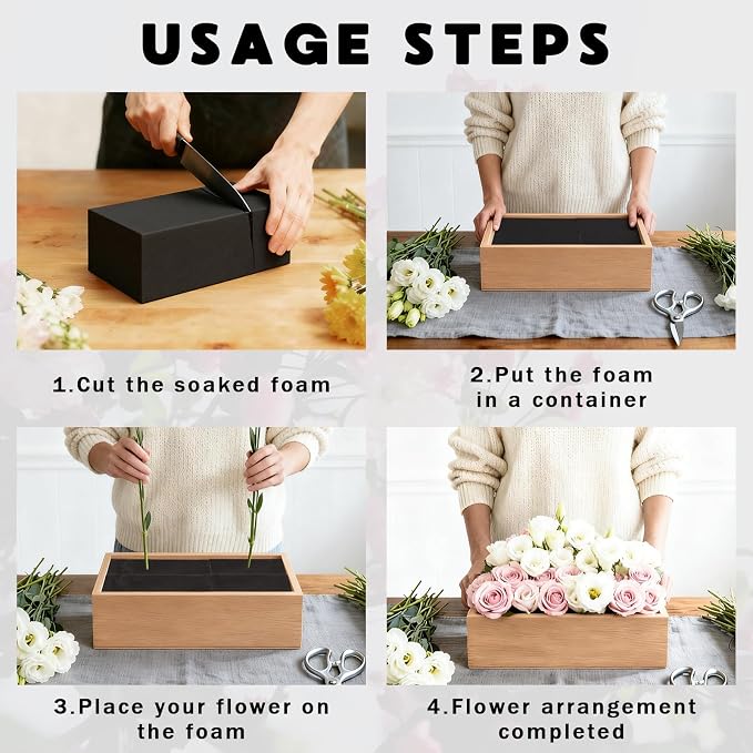Prashent 6 Pcs Black Floral Foam Blocks - Image 4