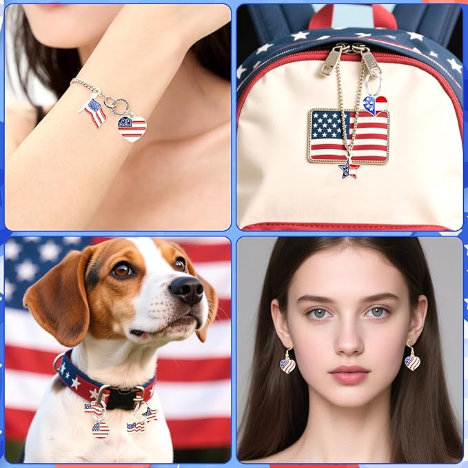SANNIX 90 Pcs American Flag Charms, Patriotic Enamel Charms - Image 7