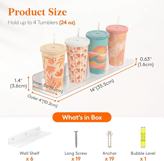 Lifewit Floating Shelves for Wall, Acrylic Display Shelf Wall Mounted for Figure - Image 3