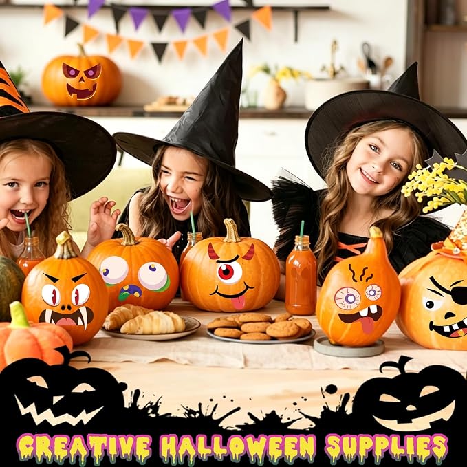 LOMIMOS Halloween Pumpkin Decorating Stickers, Large Jack-O-Lantern | Make - Image 6