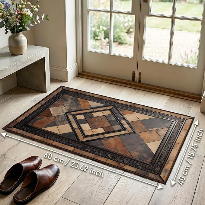 Vintage Geometric Faux Cashmere Non-Slip Rug, 15.7 x 23.6 Inches, Kitchen and - Image 5