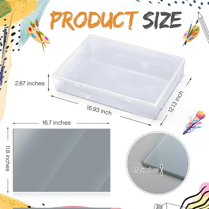 Nuanchu 1 Set Large Handy Glass Oil Paint Palette Included 17 x 12.13 Inches - Image 3