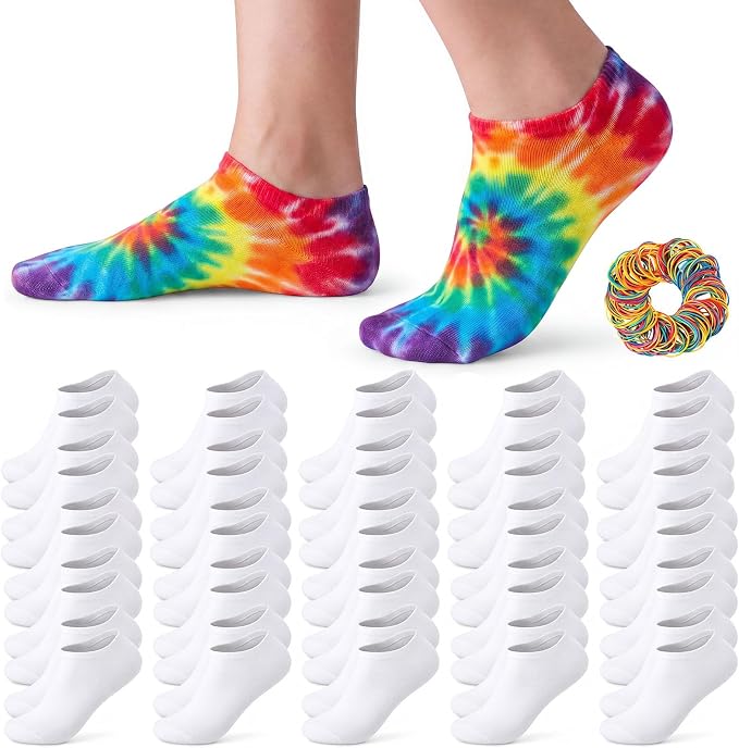Syhood White Cotton Crew Socks for Tie dye Party Casual Soft Cushion Novelty by Syhood