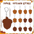 RattanView 24 Pcs Acorn Craft Color Your Own Keychains DIY Craft Wooden Blank - Image 2