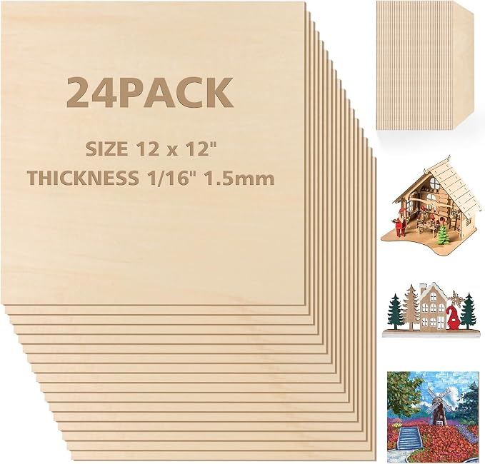Adrattnay Basswood Sheets 1/16 x 12 x 12 inch by WOODEXPERT