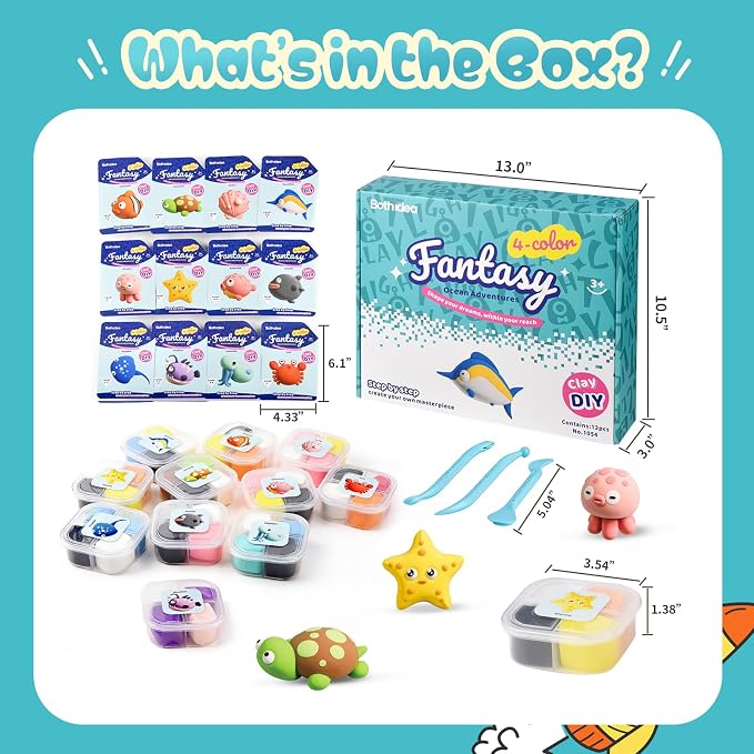 Both idea Air Dry Clay Kit, Ocean Theme | 12 Packs, Non-Toxic Kids Gift | - Image 3