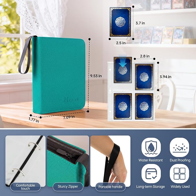 4 Pocket Card Binder for 400 Cards, Premium PU Zipper Card Collection Album - Image 3