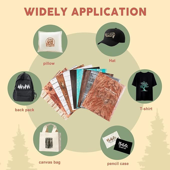 Tintnut Wood Pattern Heat Transfer Vinyl, 10 Sheets 12×10in Iron on Vinyl | - Image 6
