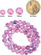 45pcs Round Loose Purple&Pink Fire Agate Beads - Image 2
