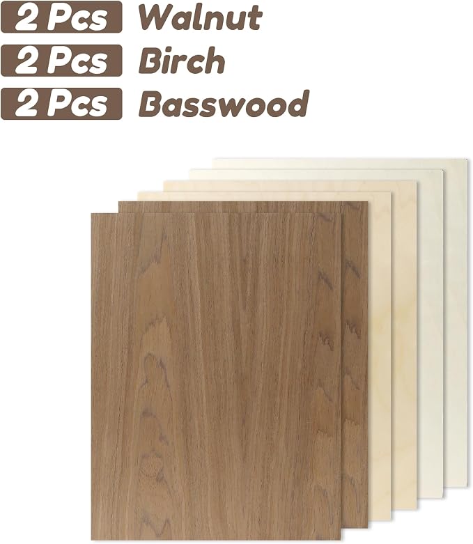 6 Pack Walnut Wood Plywood Sheets, Smooth Surface, Uniform Thickness, No Burrs - Image 2