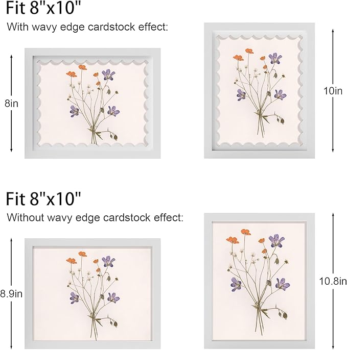 8x10 Picture Frame with Real Glass, Wooden cute 8 x 10 Photo Frame with Wavy Mat - Image 3