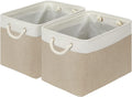 DULLEMELO Storage Baskets Large 16"x12"x12" Tall Rectangular Baskets Fabric Storage Bins for Organizing, Collapsible Shelf Baskets Boxes for Closet, Clothes, Toys (2 Pack,White&Khaki)