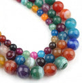 60pcs Round Loose Multicolored Agate Beads by Yochus