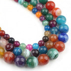 35pcs Round Loose Multicolored Agate Beads by Yochus