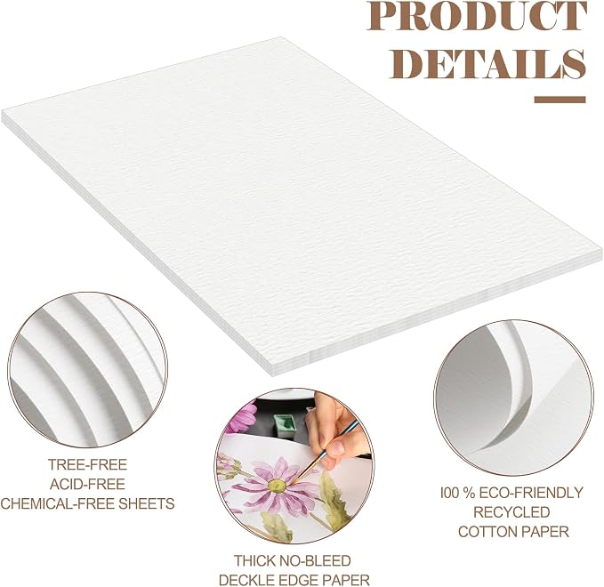 Kisston 40 Sheets Large Watercolor Paper 22 x 30 Inches, 140 Lb/300 GSM Cotton - Image 6