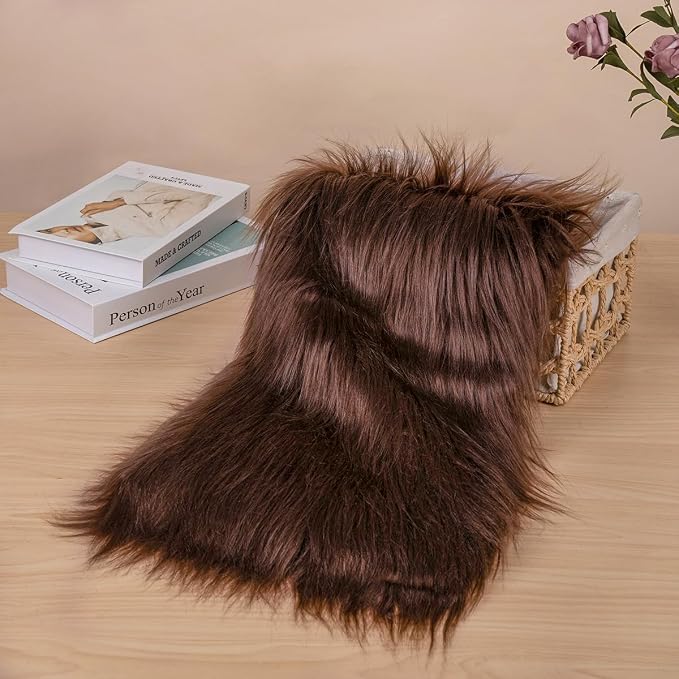 Brown Faux Fur Fabric by The Yard - Image 2
