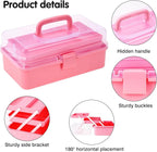 Pink Tackle Box, Craft Organizers and Storage 3-Layer Portable Folding Toolbox - Image 3