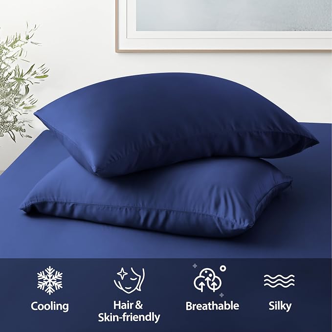 2 Pack Cooling Pillow Cases, Viscose Derived from Bamboo Pillow Protectors King - Image 5
