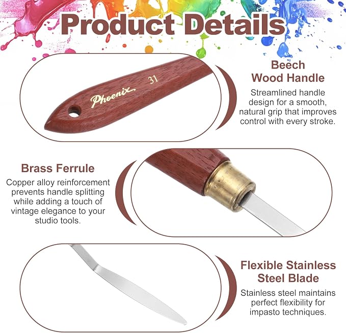 MECCANIXITY Pack of 1 Palette Knife No.31, 7.9" Long Palette Knives - Image 3