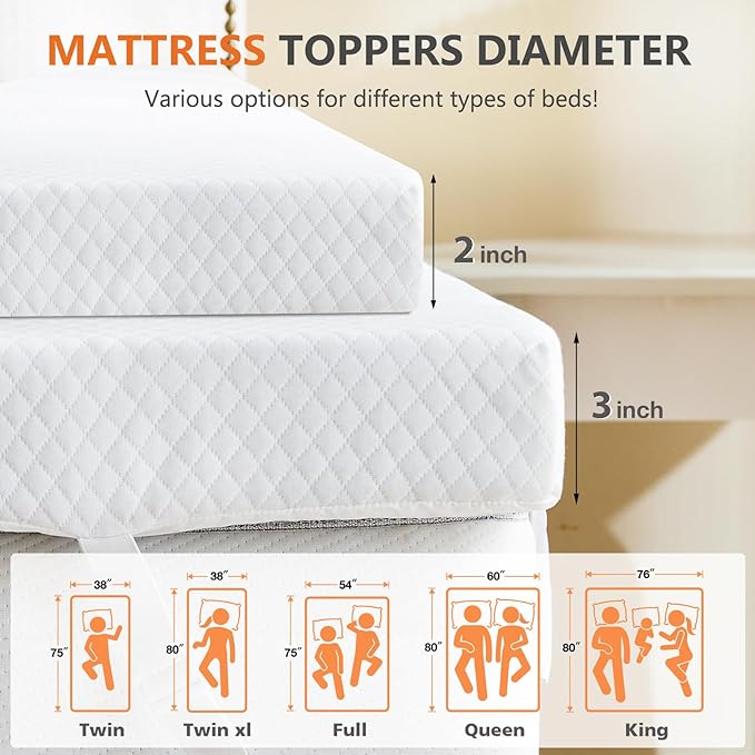 DUMOS 2 Inch Gel Memory Foam Mattress Topper King Size, Cooling Breathable - Image 3