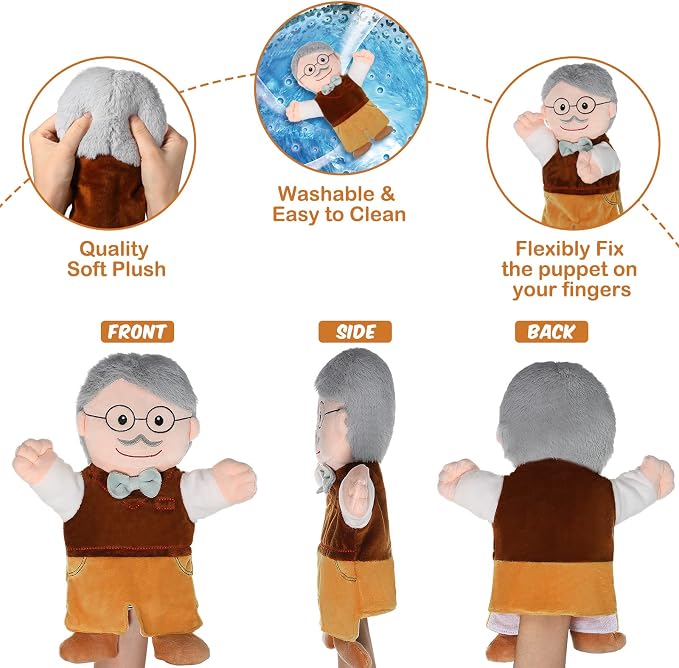 Civaner 6 Pieces Hand Puppet Set 11.8 Inch Family Members Puppets Theater Mother - Image 4