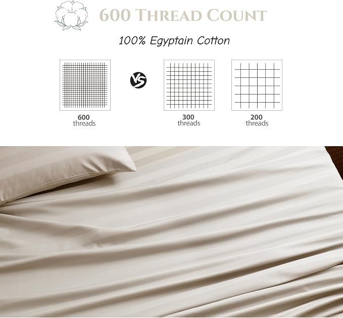 Cotton Flat Sheets Only, 600 TC 100% Cotton Flat Sheet Top Sheet Only, TwinXL - Image 3