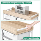 10 Drawers Rolling Cart with Wooden Tabletop, Utility Storage Cart with Wheels - Image 5