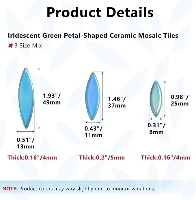 Yoption Petal Mosaic Tiles for Crafts, 200g Flower Leaf Ceramic Tiles Pieces - Image 6