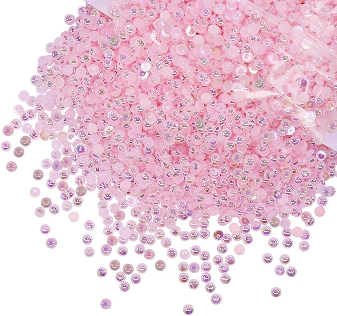 qiipii 3200PCS 4mm Small Light Pink AB Half Round Pearls Gems by qiipii