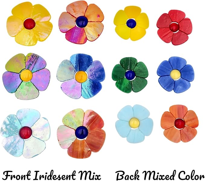 Esweny 12 Flower Stained Glass Mosaic Tiles - Image 2