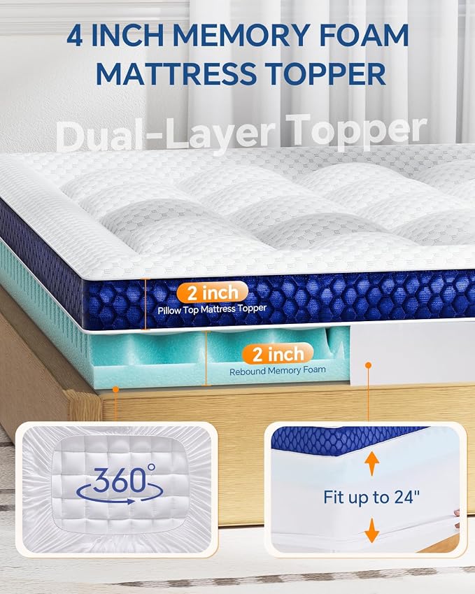 BEDELITE Twin XL Mattress Topper College Dorm Room Essentials, Dual Layer 4 - Image 5