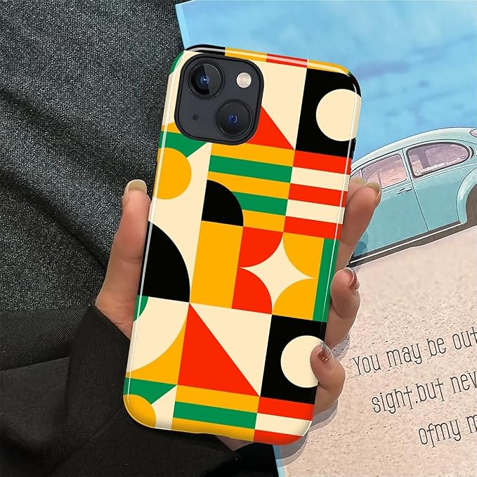 ZHEGAILIAN Case for iPhone 13 14, Geometric Colors Durable Shockproof Silicone - Image 5