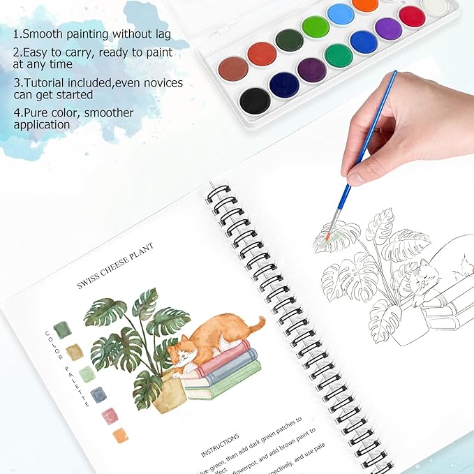 Watercolor Workbooks, 16 Colors Water Color Books Paint Set - Image 3