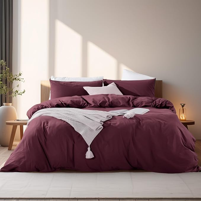 NEXHOME PRO Duvet Cover Set King Size Linen Look Textured Organic Natural 100% by NEXHOMEPRO