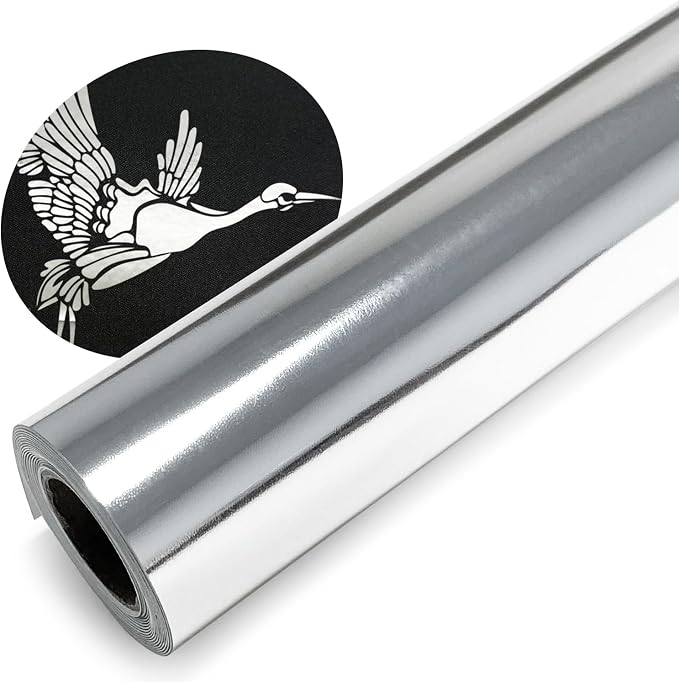Silver Metallic Foil HTV Heat Transfer Vinyl Roll by WRTUUED