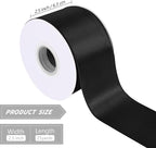 Black 2.5 Inch Continuous 25 Yards Satin Wired Ribbon Valentine's Day Ribbons - Image 2