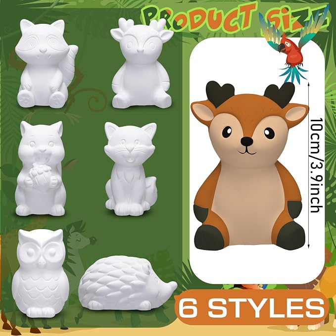 Gemscream 6 Sets Animal Painting Craft Kits Wild Animal Ceramics to Paint - Image 2