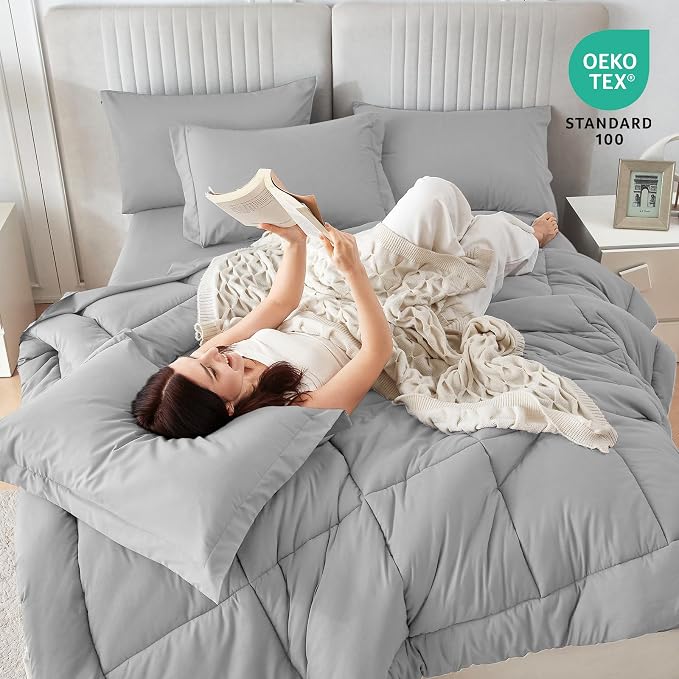 Sasttie Twin XL Comforter Set, 5 Pieces Twin XL Bed in a Bag, Complete Bedding - Image 5