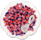 100pcs 4th of July Independence Day American Flag Polymer Clay Spacer Beads - Image 2