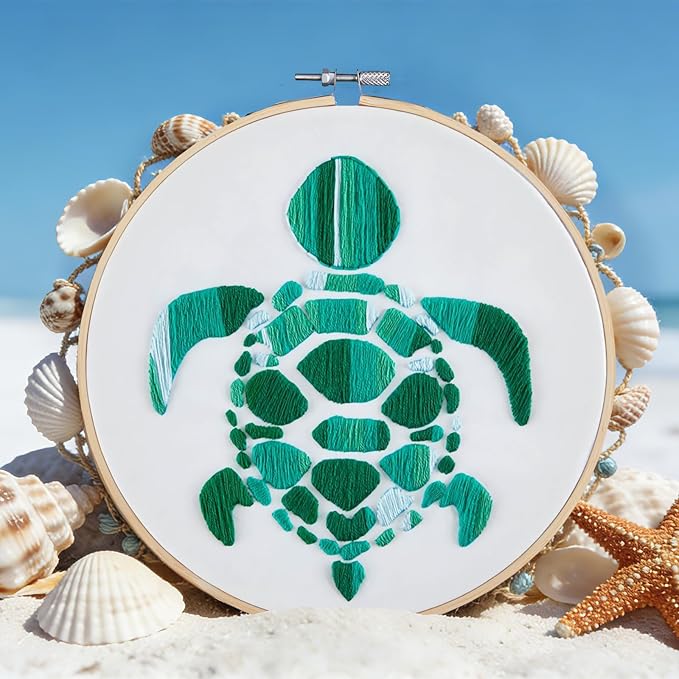 Sea Turtle Embroidery Kits for Beginners Adults, Hand DIY Embroidery Starter Kit - Image 4