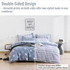 LEMIROE Blue Cotton Comforter Twin Size 2Pcs - Image 3