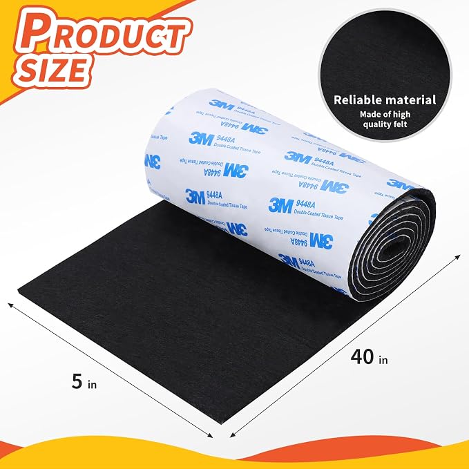 Felt Furniture Pads, Non Slip Self Adhesive Cuttable Felt Tape Black Heavy Duty - Image 2