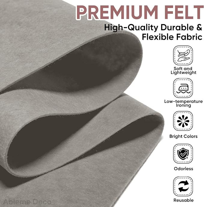 Soft Felt Fabric Sheet 18" x 36", 1.6mm Acrylic Craft Felt, Light Grey | Soft - Image 2