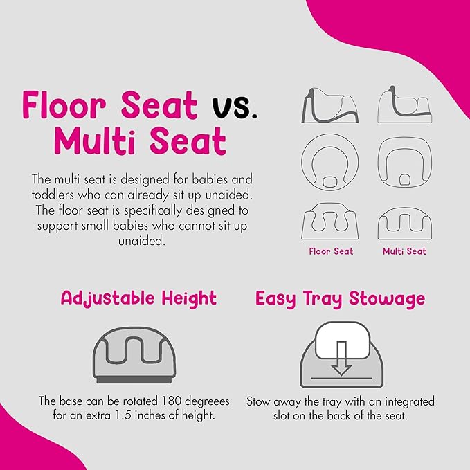Bumbo 3-in-1 Multi-Seat for 6 to 36 Months, Travel Baby Feeding & Play Floor Seat, All-in-One Portable Booster with Tray & Toddler High Chair, Hemlock