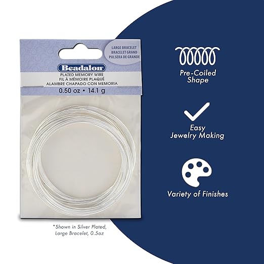 Beadalon Carbon Steel Memory Wire, Medium Bracelet, 1 oz, Approx. 73 coils - Image 2