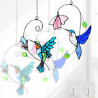 2 Packs Hummingbird Stained Glass Window, Stained Glass Window Hanging by Royxen