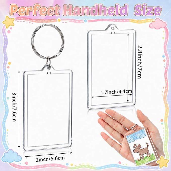 Yaomiao Acrylic Photo Frame Keychain Holder Photo Picture Insert Blank Keyring - Image 2