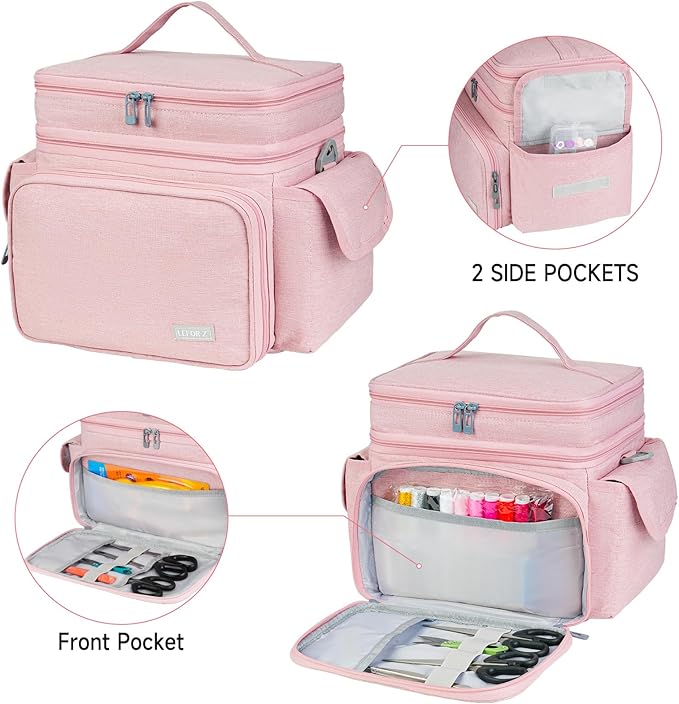 LEFOR·Z Sewing Supplies Organizer, Double-Layer Sewing Accessories Storage Bag - Image 4