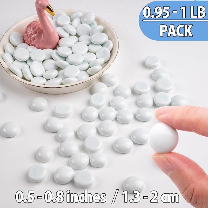 Meschett White Glass Marbles, 0.97 LB Flat Glass Beads - Image 3