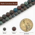 8mm Blue Pattern Jasper Bead, 15-Inch Matte Round Loose Stone Beads - Image 3